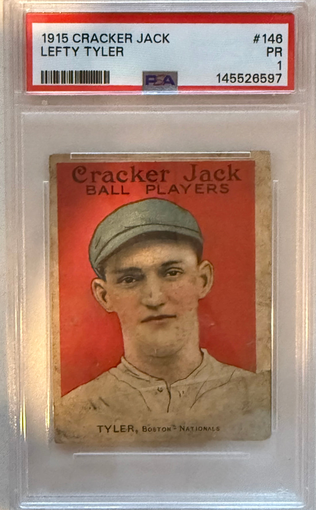 1915 Cracker Jack Lefty Tyler PSA 1