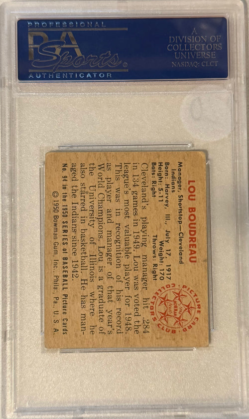 1950 Bowman Lou Boudreau PSA 4
