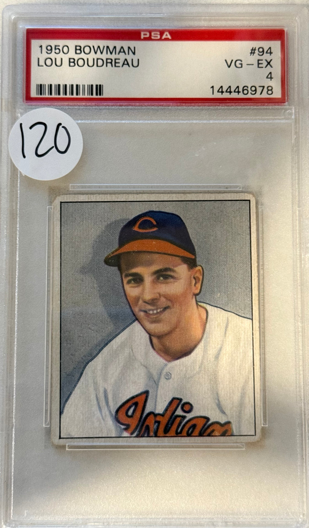 1950 Bowman Lou Boudreau PSA 4