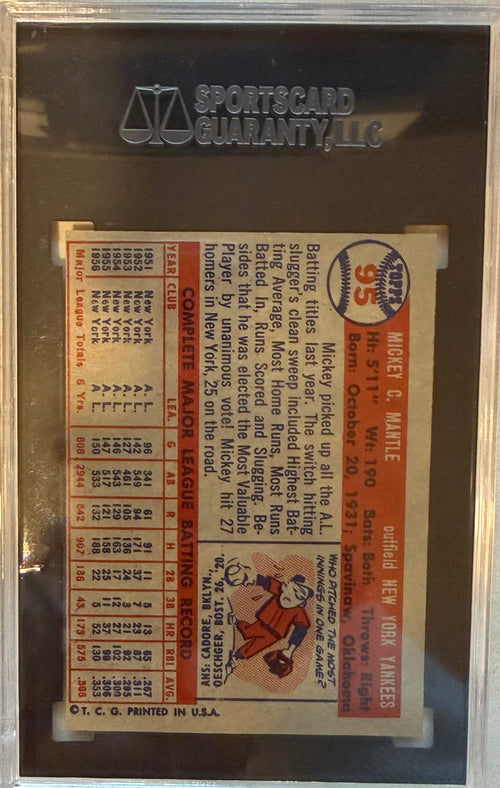 1957 Topps #95 Mickey Mantle PSA 5