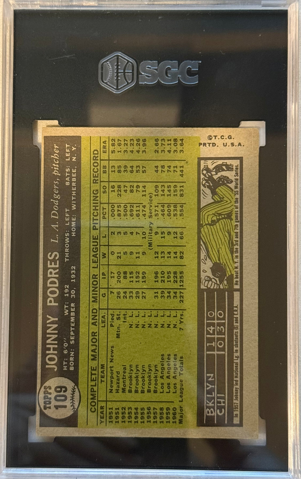1961 Topps #109 Johnny Podres SGC 6