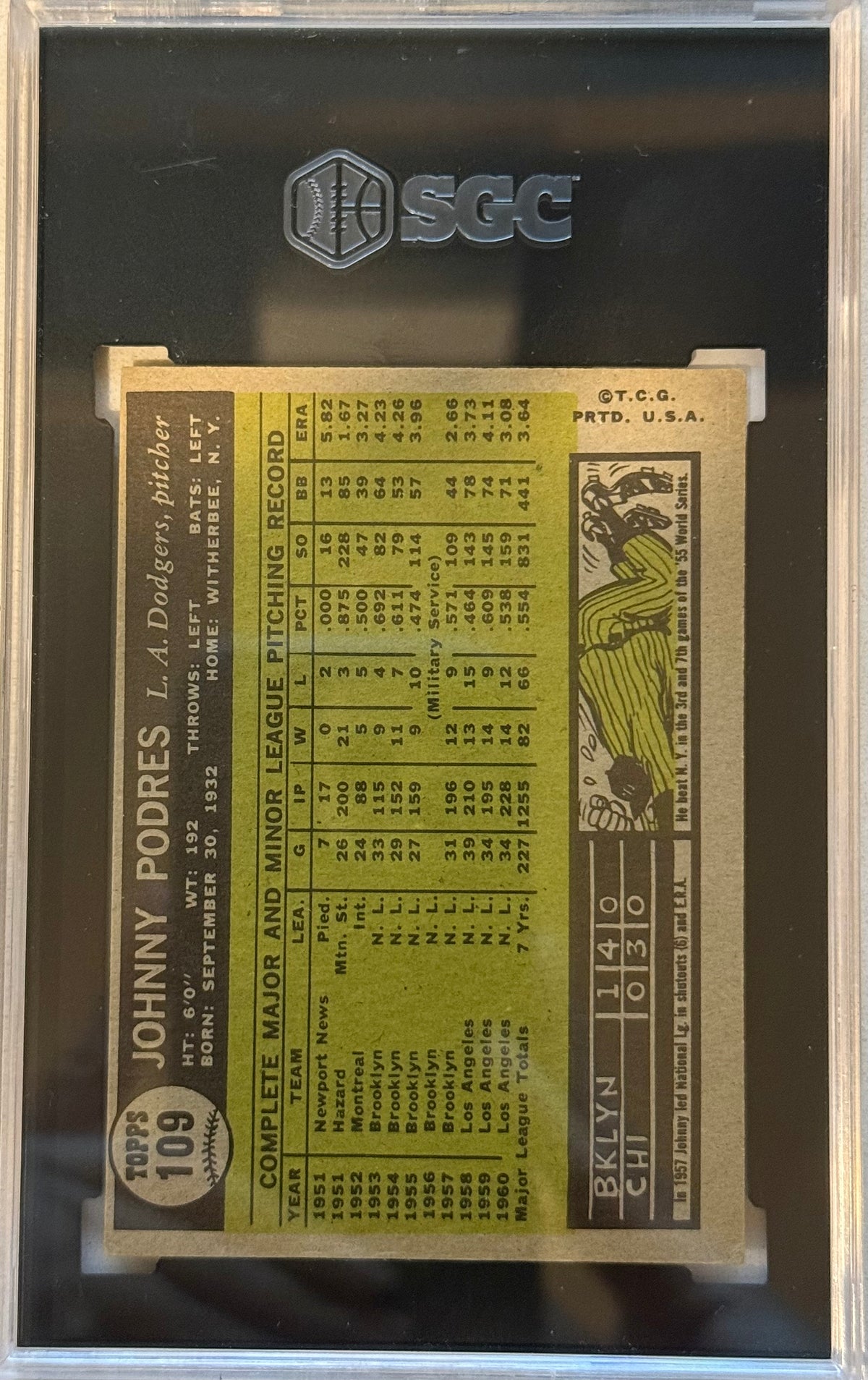 1961 Topps #109 Johnny Podres SGC 6