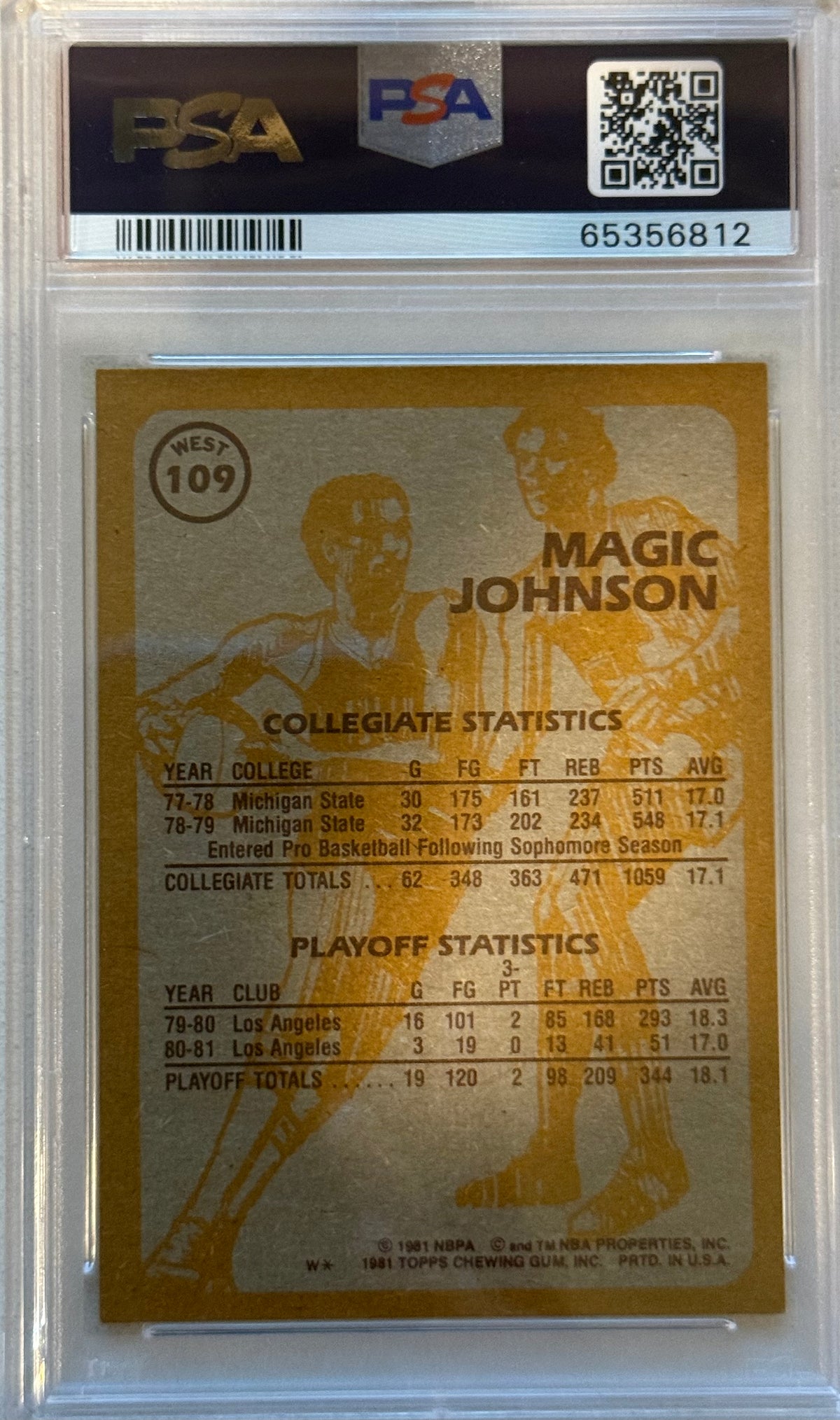 1981 Topps Magic Johnson West PSA 7