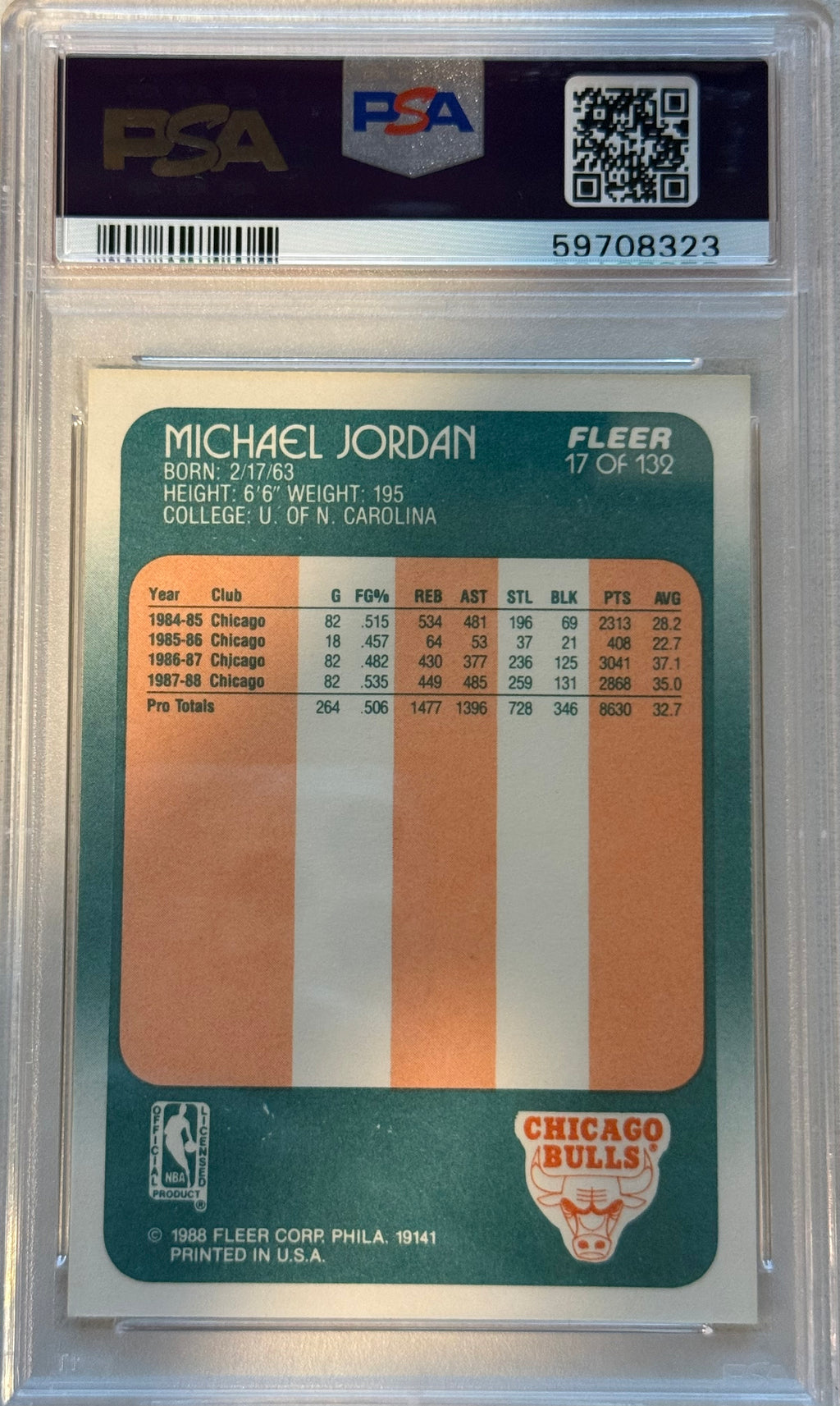 1988 Fleer Michael Jordan PSA MINT 9