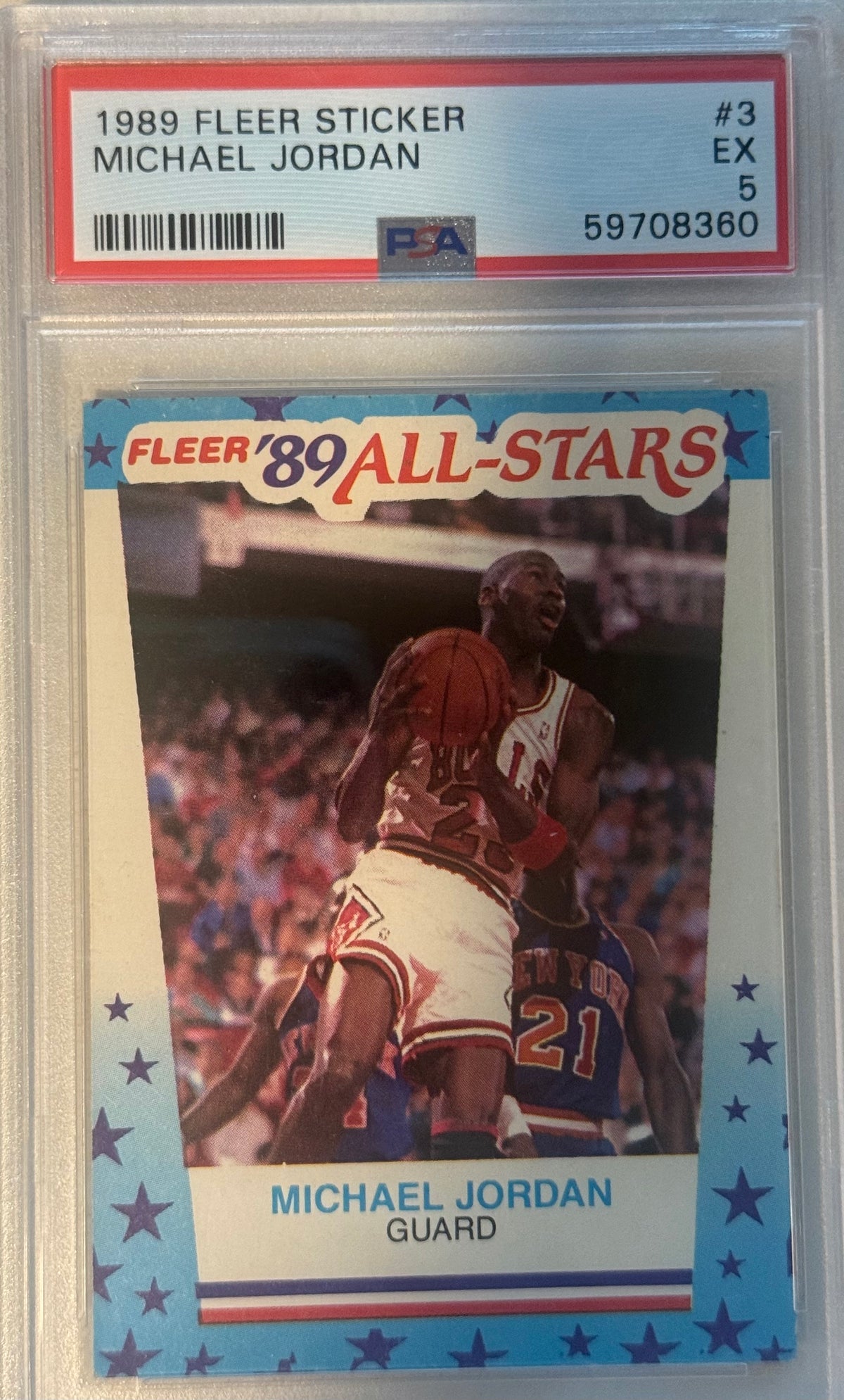 1989 Fleer Sticker Michael Jordan PSA 5