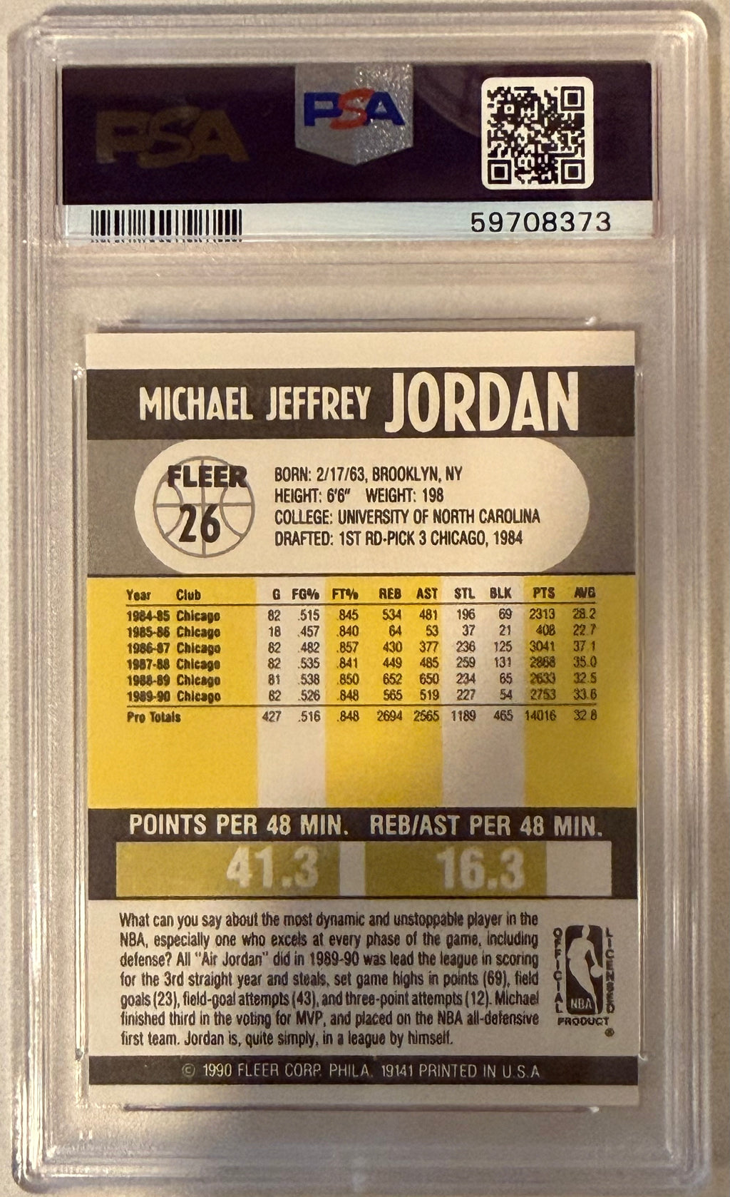 1990 Fleer Michael Jordan PSA 8