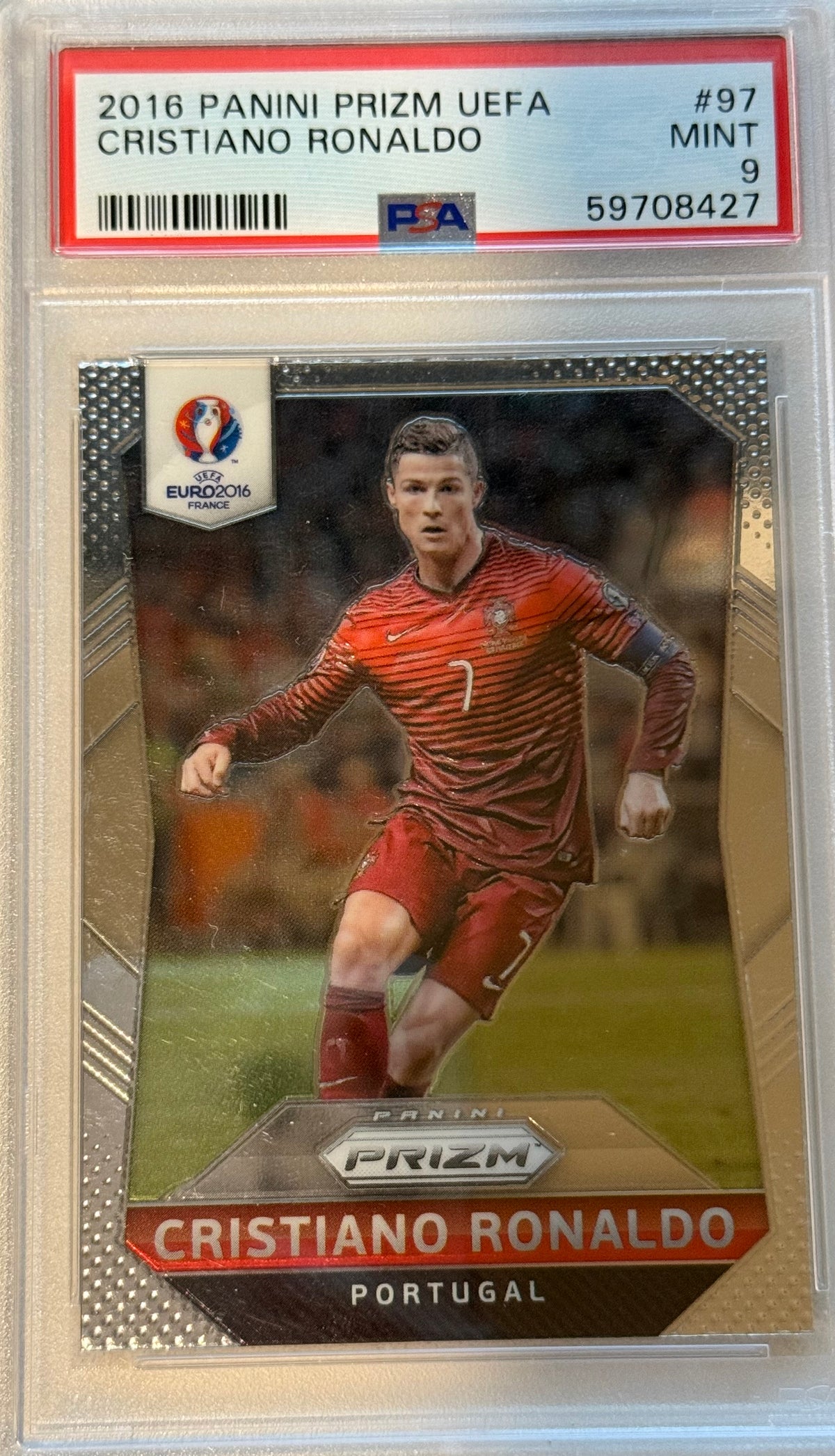 2016 Panini Prizm UEFA Christiano Ronaldo PSA 9