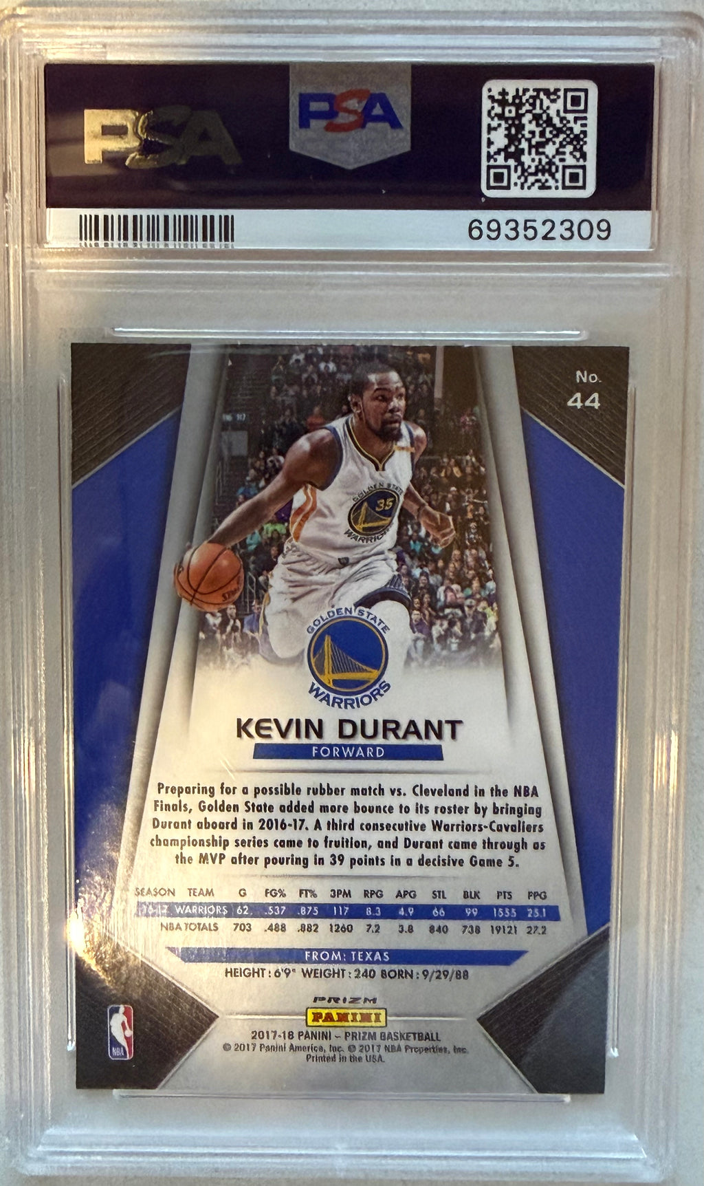 2017  Panini Prizm Kevin Durant Green Prizm PSA 9