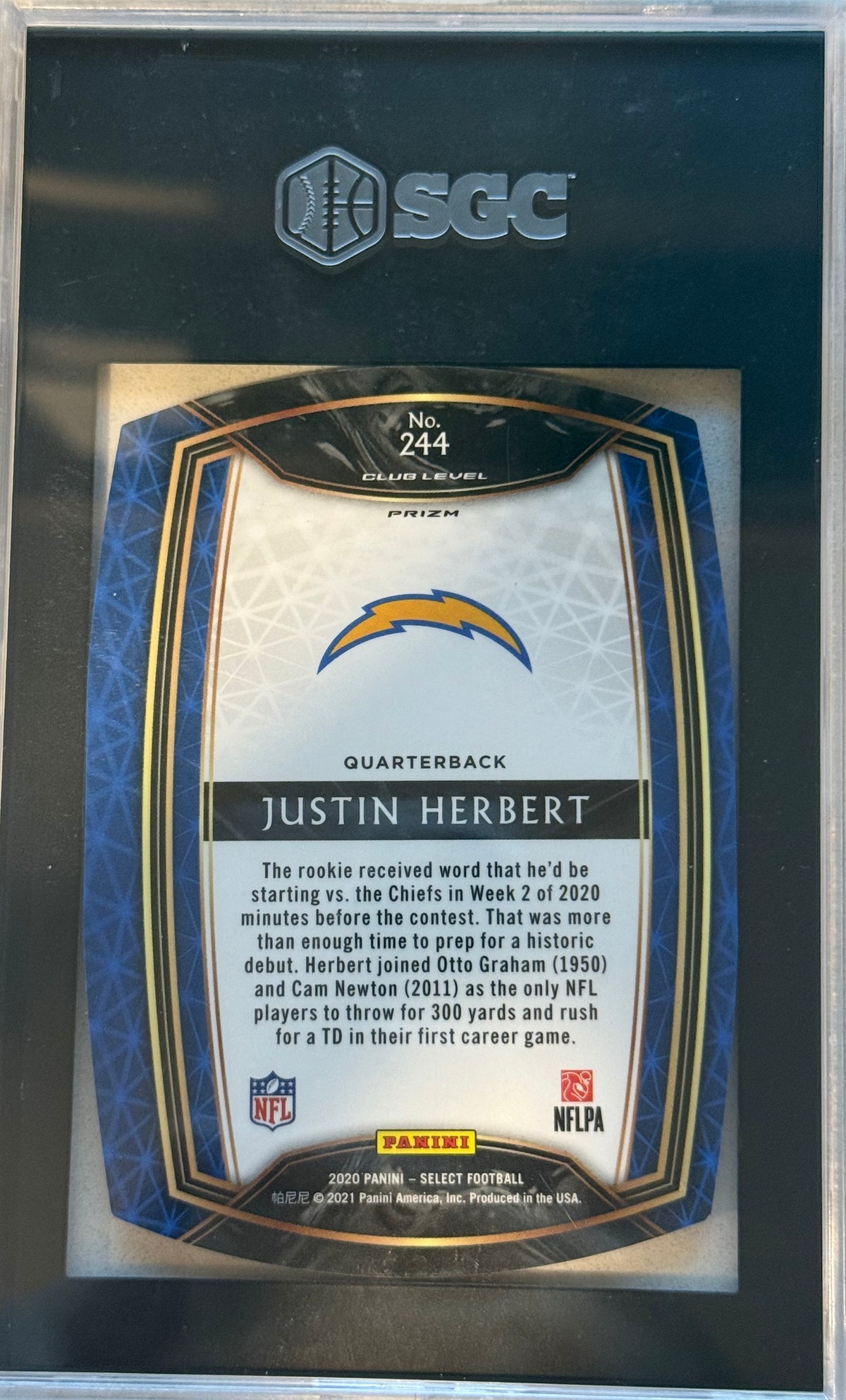 2020 Panini Select #244 Justin Herbert Purple Die-Cut Prizm SGC 9.5