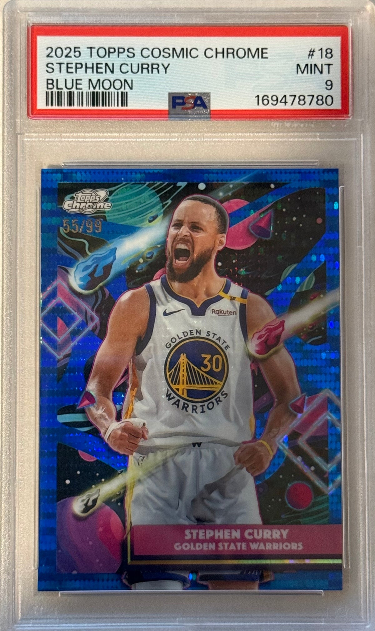 2025 Topps Cosmic Chrome Stephen Curry Blue Moon PSA 9