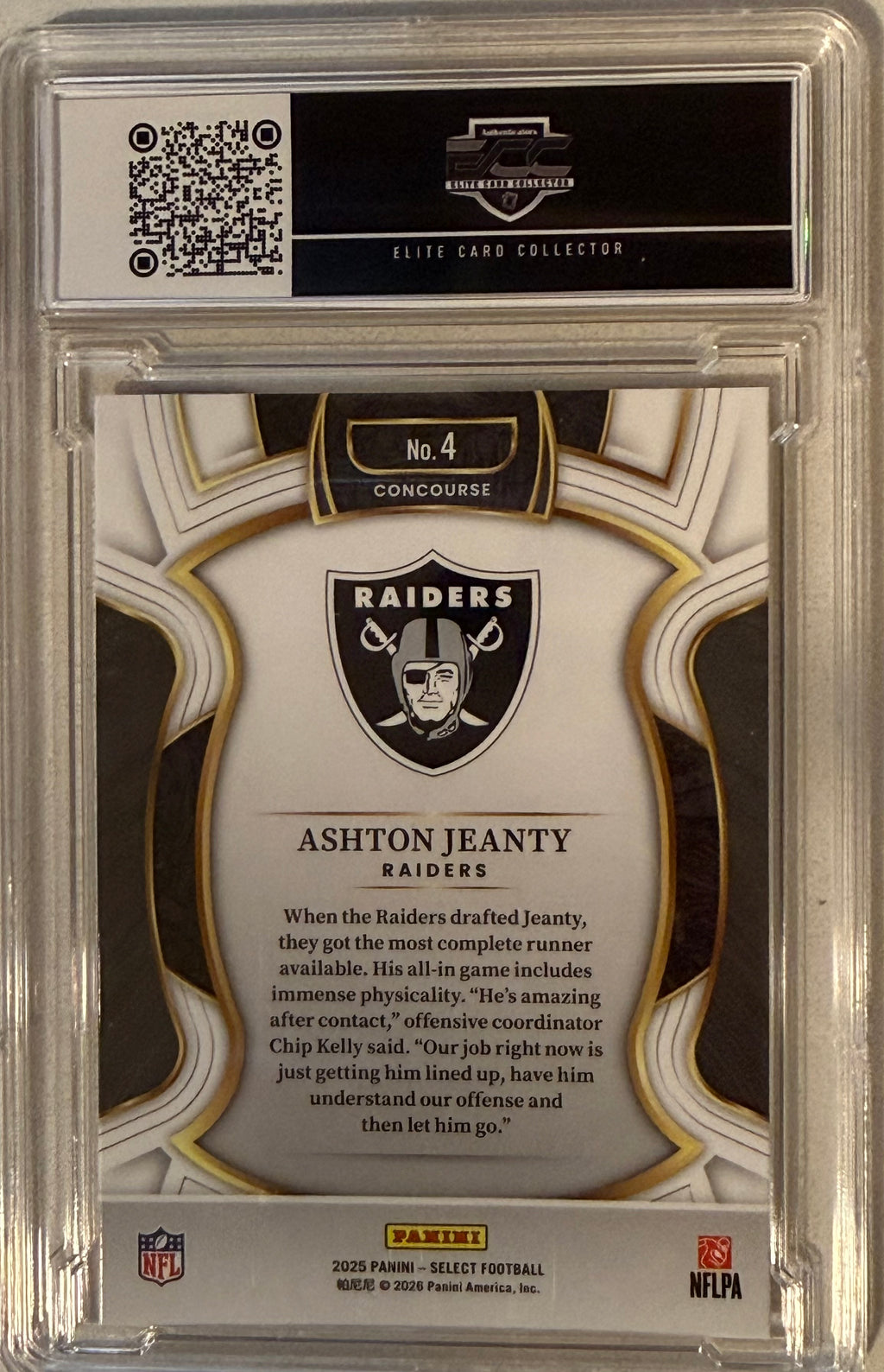 2025 Panini Select Ashton Jeanty #4 Grade 10 ECC-82176