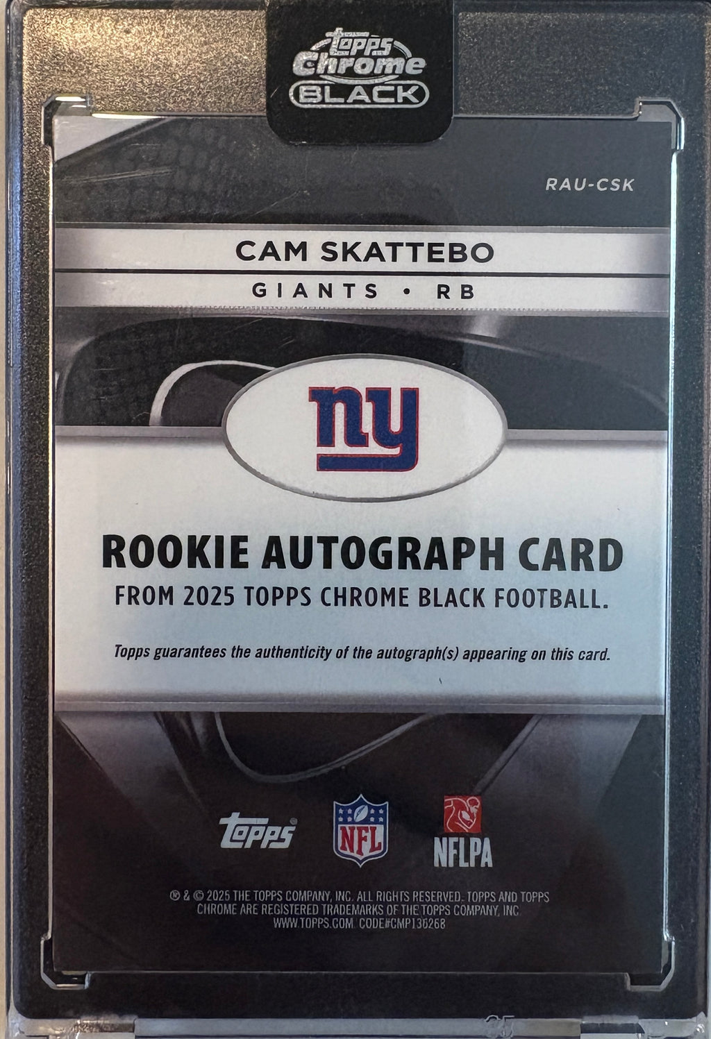 2025 Topps Chrome Black #RAU-CSK Cam Skattebo Rookie Autographs
