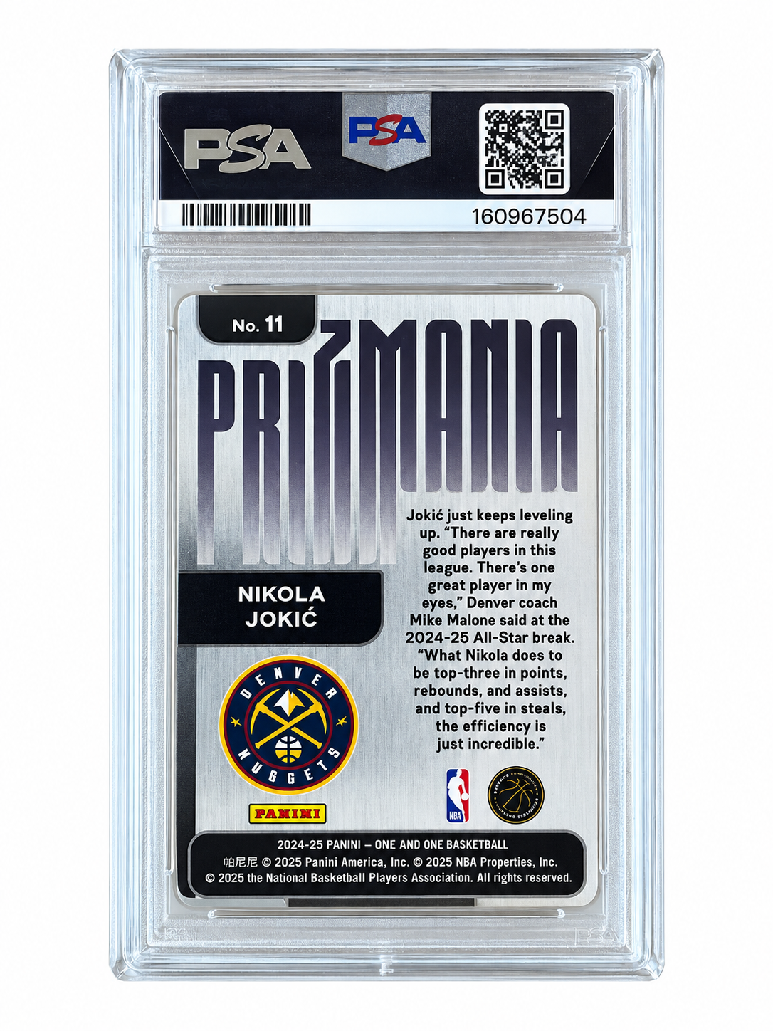 2024 Panini One and One Nikola Jokic Prizimania PSA 9