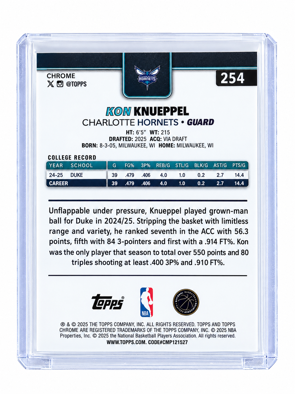 2025 Topps Chrome Kon Knuppel Rookie /299