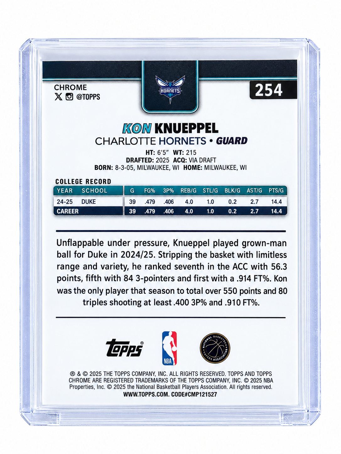 2025 Topps Chrome Kon Knuppel Rookie /299