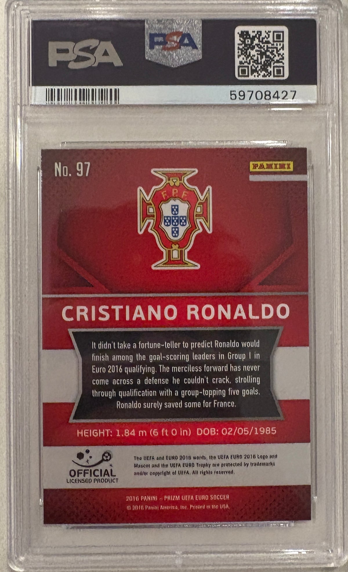 2016 Panini Prizm UEFA Cristiano Ronaldo PSA 9