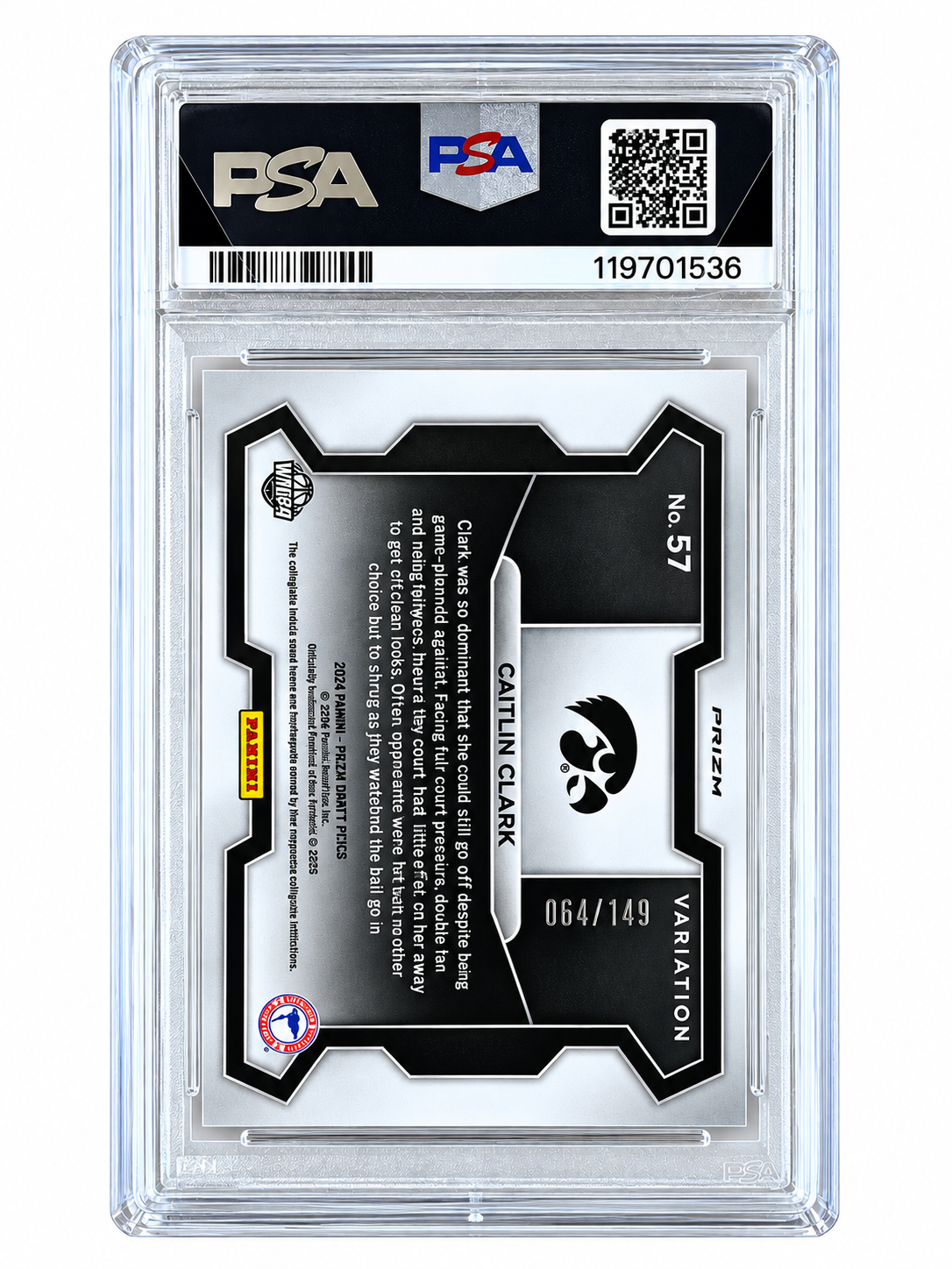 2024 Prizm Draft Picks Caitlin Clark /149 PSA 10