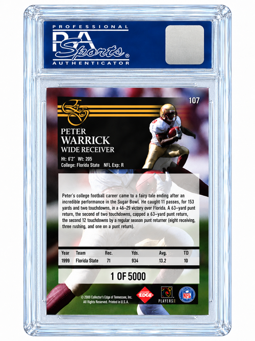 2000 Coll.Edge Graded Peter Warrick Uncirculated /5000 PSA 10