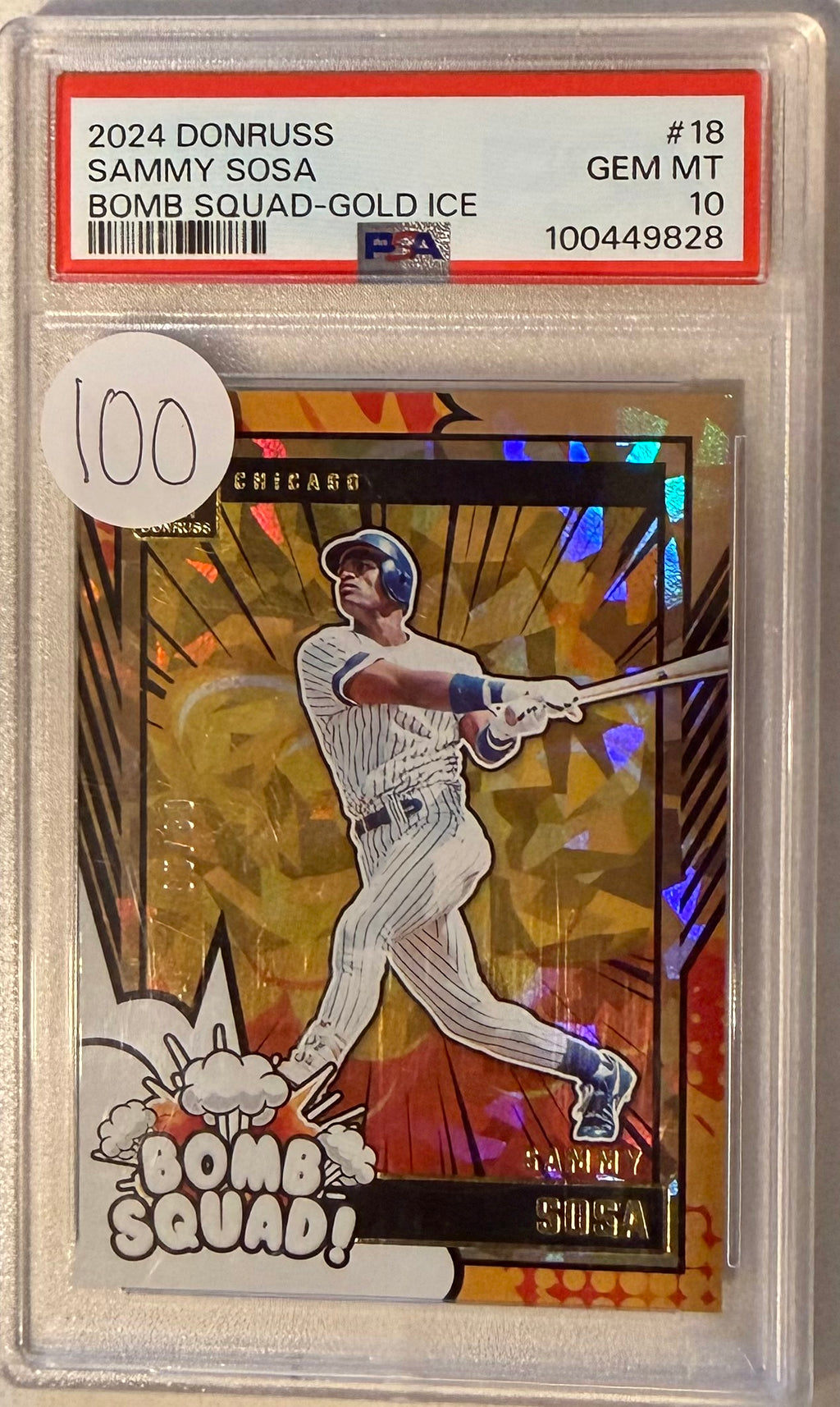 2024 Donruss Sammy Sosa Bomb Squad-Gold Ice PSA 10