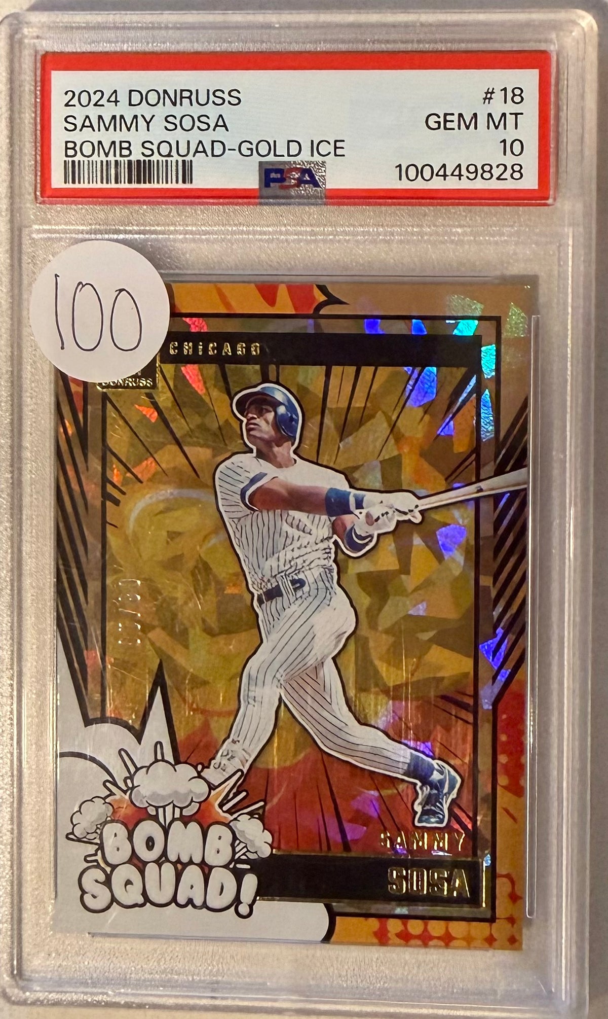 2024 Donruss Sammy Sosa Bomb Squad-Gold Ice PSA 10