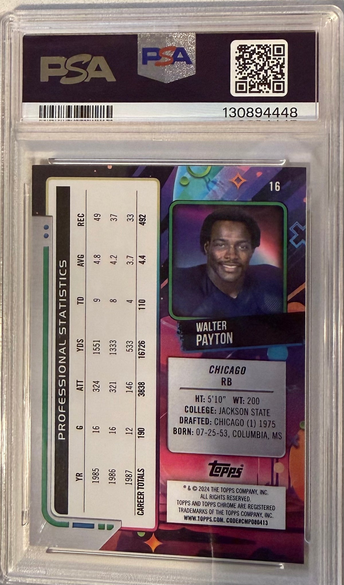 2024 Topps Cosmic Chrome Walter Payton Gold Interstellar PSA 9