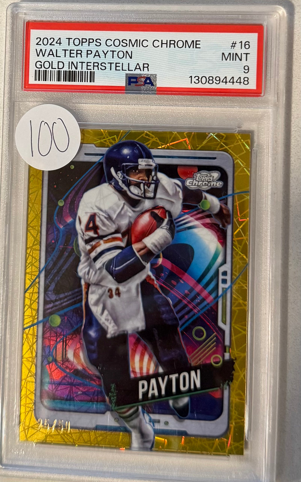 2024 Topps Cosmic Chrome Walter Payton Gold Interstellar PSA 9
