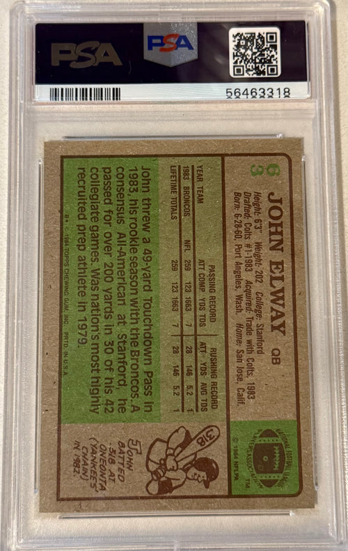 1984 Topps John Elway PSA 7